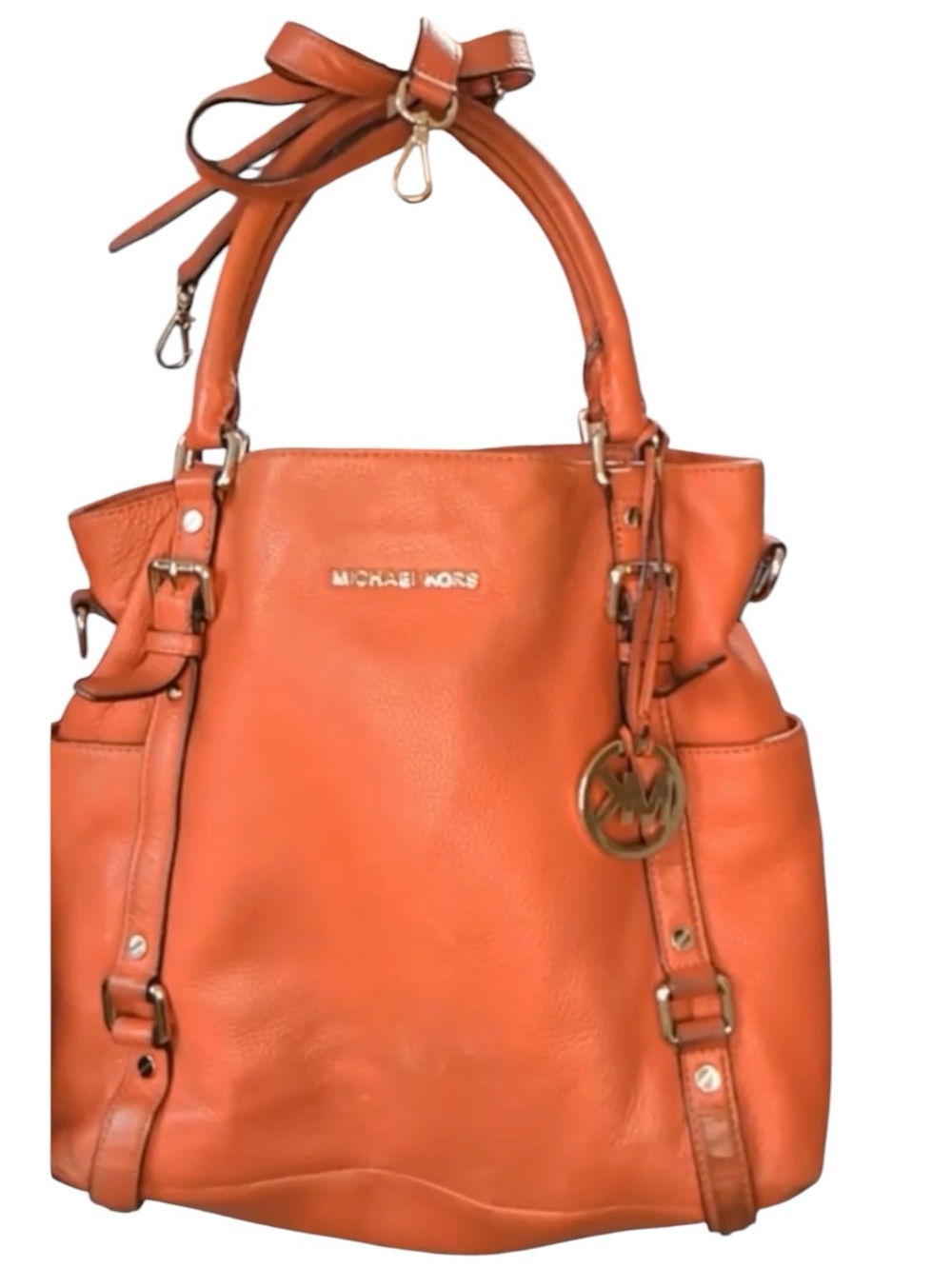 Michael Kors Bedford Belted Tangerine Pebbled Leather Handbag or Satchel
